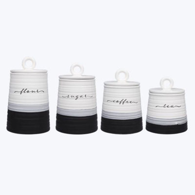  Rustic Modern Ceramic Canister, 4 Pcs/set