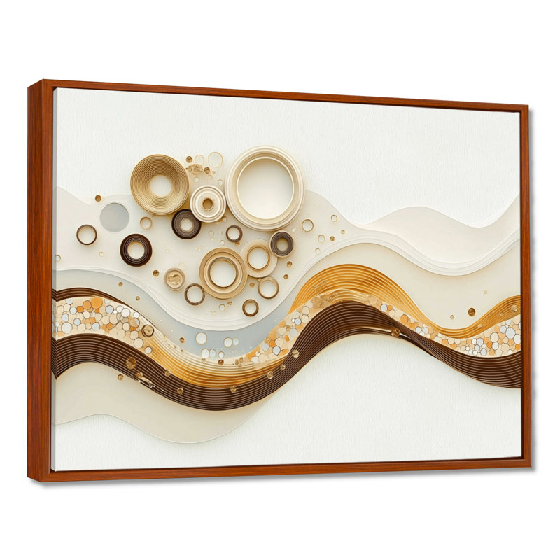 «Minimalist Beige Marble River II», reproduction sur toile abstraite en marbre, H 30 po x l 40 po, Brun