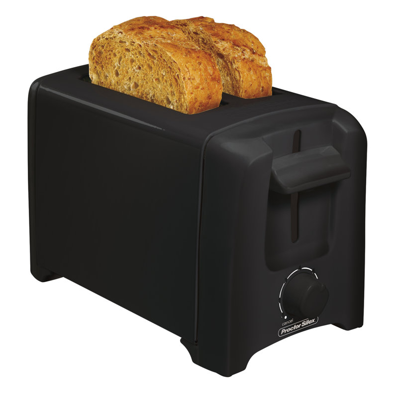 Proctor Silex 2 Slice Toaster with Auto shut off, Crumb Tray, Shade Selector, Toast Boost, Black, 22613, Black