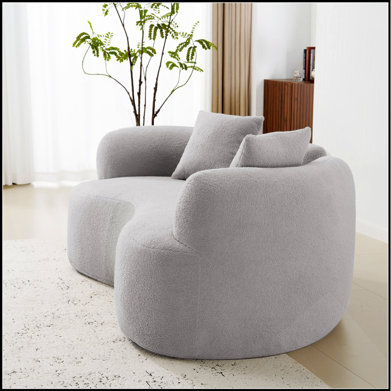 Causeuse incurvée de 72,8 po avec éponge à compression complète, tissu en velours de peluche, canapé sans assemblage pour petits espaces, capacité de 350 lb