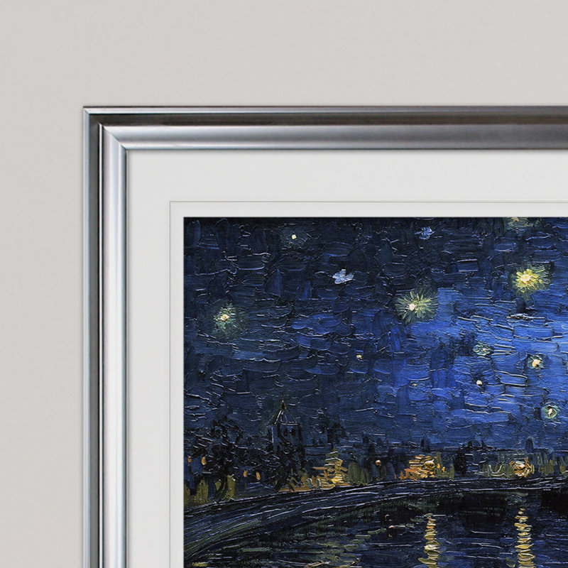 " Over The Rhane " by Vincent Van Gogh, 20" H x 24" W x 1.5" D, Silver Framed