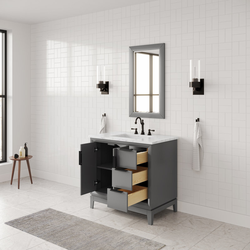 Elizabeth 36" Single Bathroom Vanity Set with Mirror, Cashmere Gray