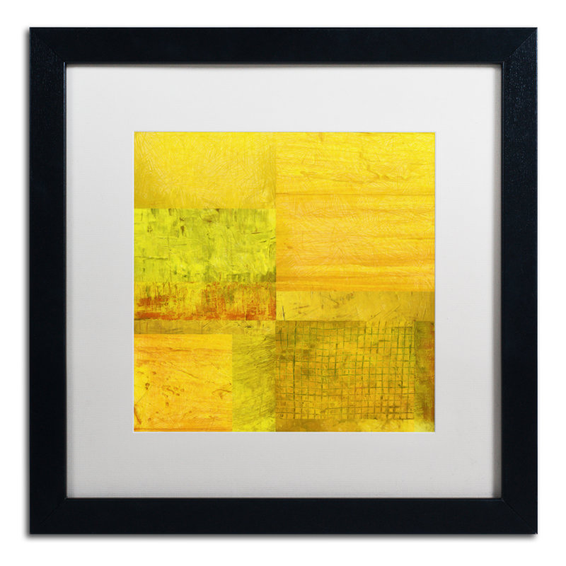 « essence of yellow » par michelle calkins, reproduction d’art encadrée, H 16 po x l 16 po x P 0,5 po, Blanc