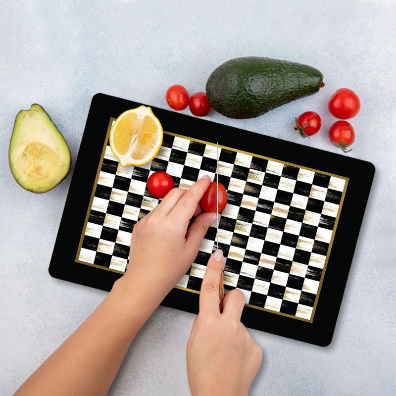Premium Tempered Glass Cutting Board, 11.8 x 15.7 inches | Antibacterial, Easy Clean, Non-Slip Silicone Feet | 100% Durable Glass, Thickness: 0.16 inches | Ideal for Kitchen Prep, Safe & Stylish Cooking Solution