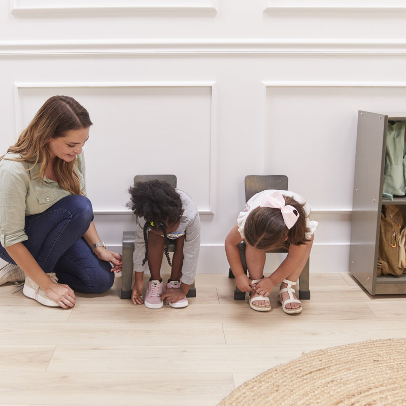 ECR4Kids Bentwood Chair, 10in Seat Height, Montessori Furniture, 2-Pack, Grey Wash, 19" H x 12" W x 12" D