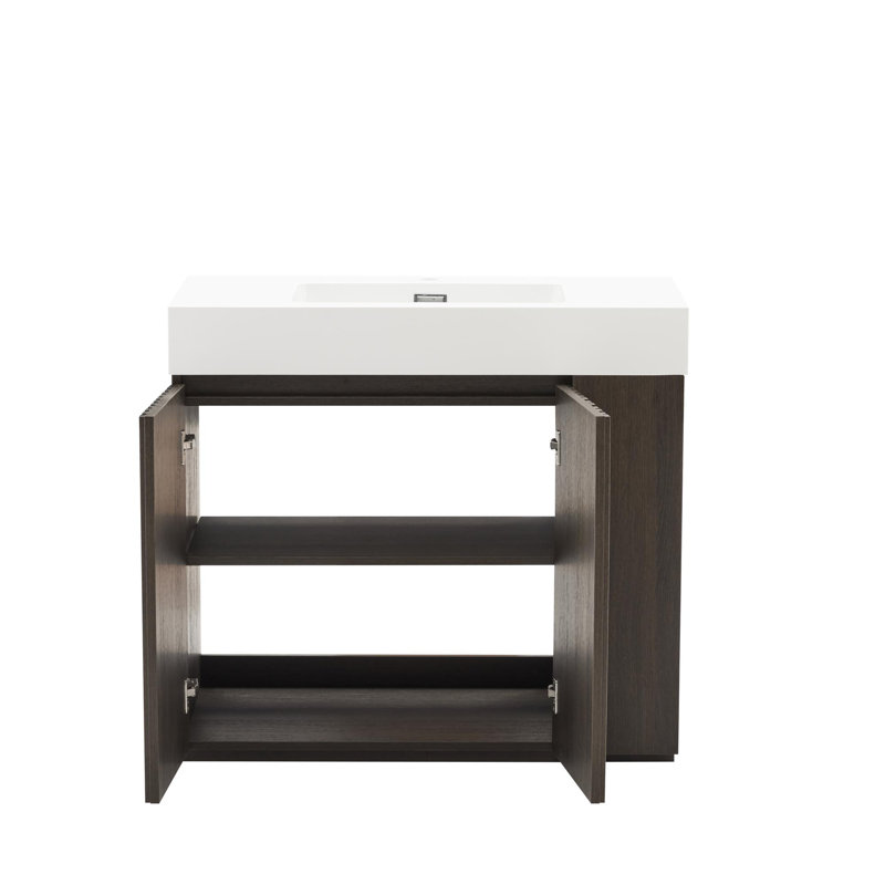 Meuble-lavabo 36 po avec lavabo, Blanc, Oak;Smoke