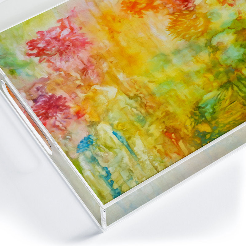 Cassidy Rae Marietta Swiss Cross Remix Acrylic Tray, Abstract, Yellow