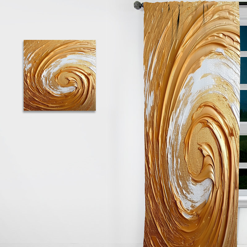 Nébuleuse spirale dorée et blanche I - Rideau en spirale - Velours obscurcissant - 1 panneau, L 52 po x L 90 po
