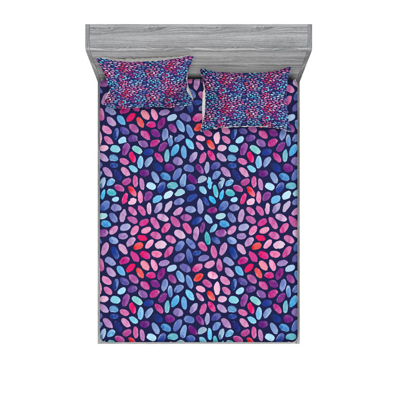 Microfiber Geometric Sheet Set, Full/Double Sheet Set with Fitted Sheet
