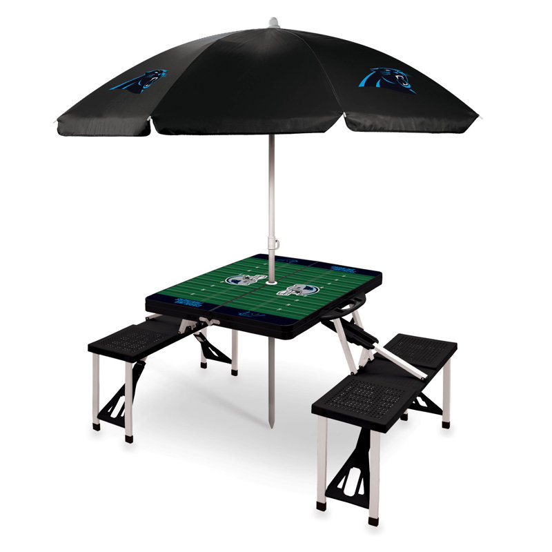 NFL Patio Dining Set with Rectangular Table, Carolina Panthers, Black