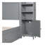 Grand lit en bois avec armoire tout-en-un, tablette et prises, gris-719874203
