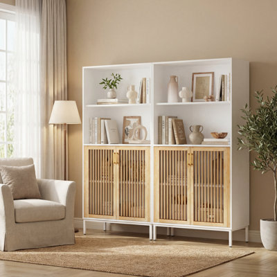 Modern Bamboo Bookcase With Open Storage Shelf (Set Of 2) by Latitude Run