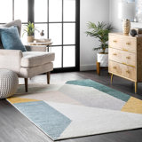Scipio Modern Abstract Power Loom Performance Light Gray/Blue Rug