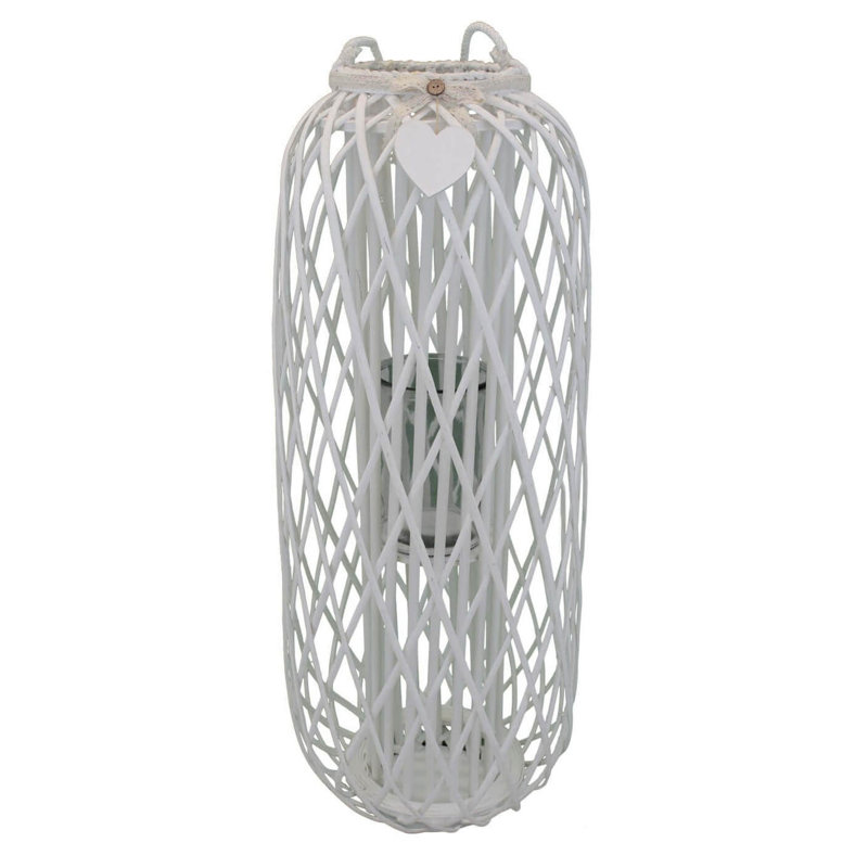 Glass Tabletop Lantern, White