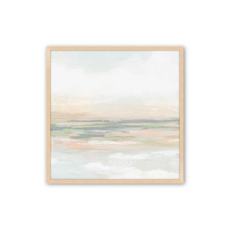 Soft Breeze Over Fields II, Open Corner Framed, Raw Maple, 13.5" H x 13.5" W