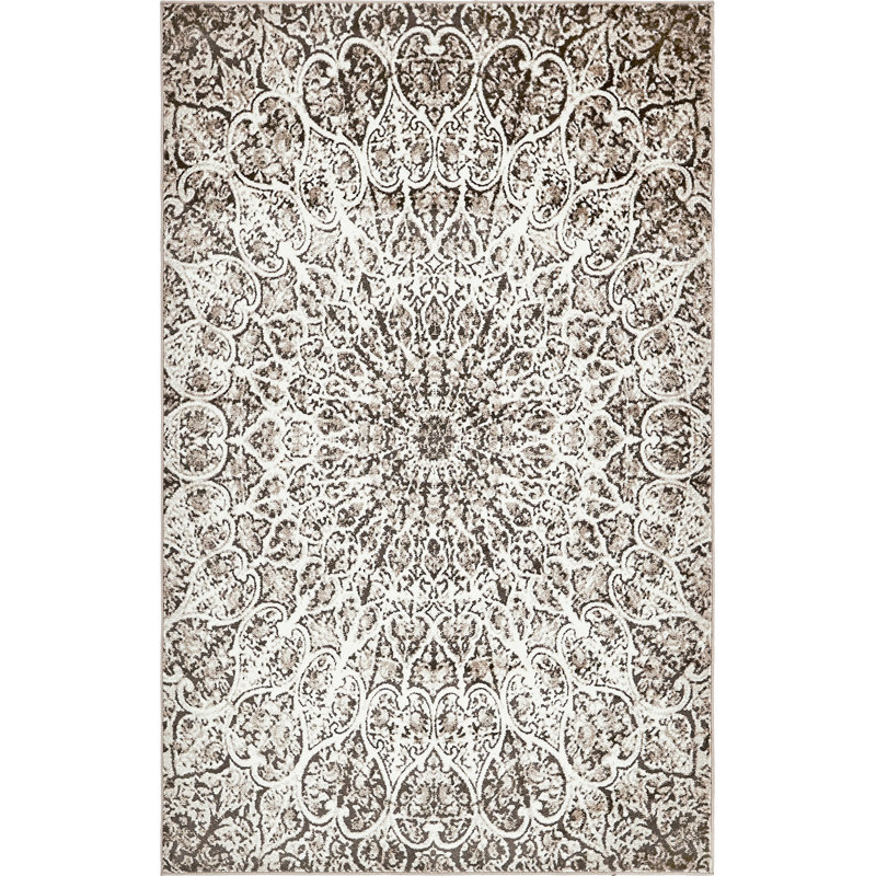 Tapis abstrait Affleck, Rectangle 3 pi 3 po x 5 pi 3 po, Brun