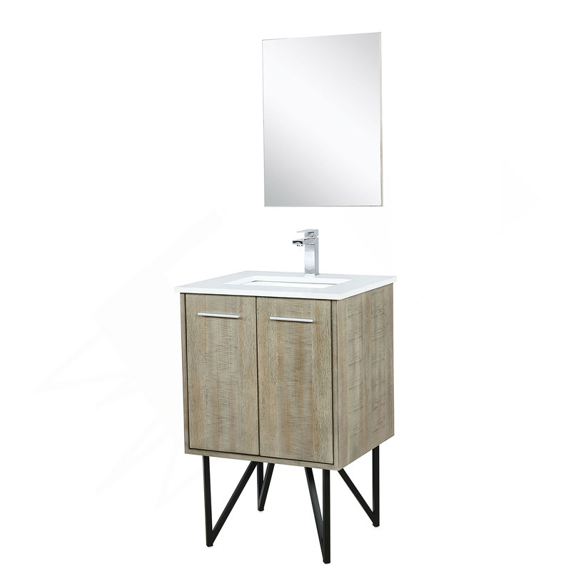 Bath Vanity In. D, Cultured Marble Top, Faucet Set And  In. Mirror, Chrome, 24.05"