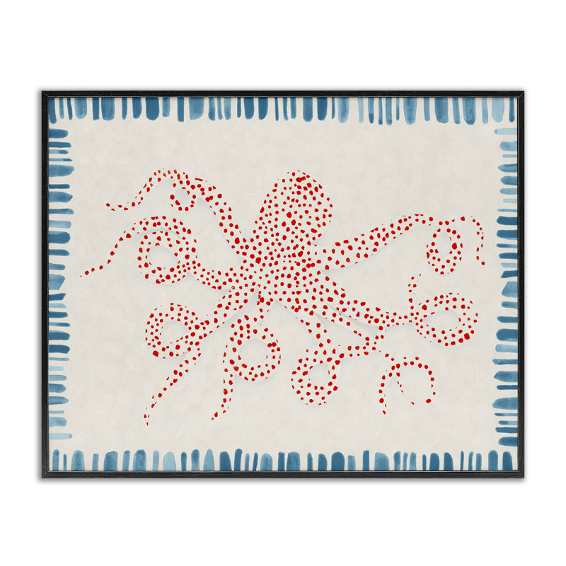 Giclée encadrée de pieuvre pointillée, design par Hannah Dawson, H 11 po x l 14 po, Giclée encadrée noir minuit