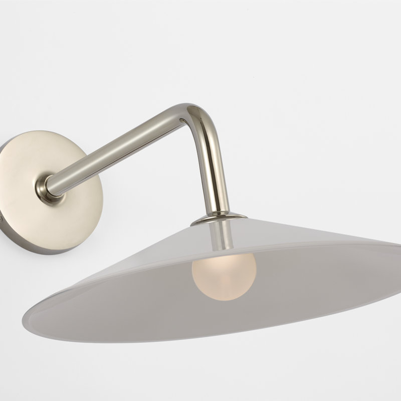 Amber Lewis Ponce 9" Sconce, Polished Nickel, White, 8.5" H x 13" W x 17" D