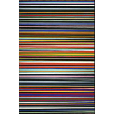 Multi Color Line Striped Fringed Creative Modern Decorative Machine Washable Area Rug