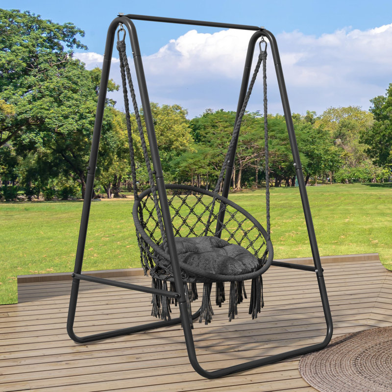 Hanging Chair with Stand, Grey 