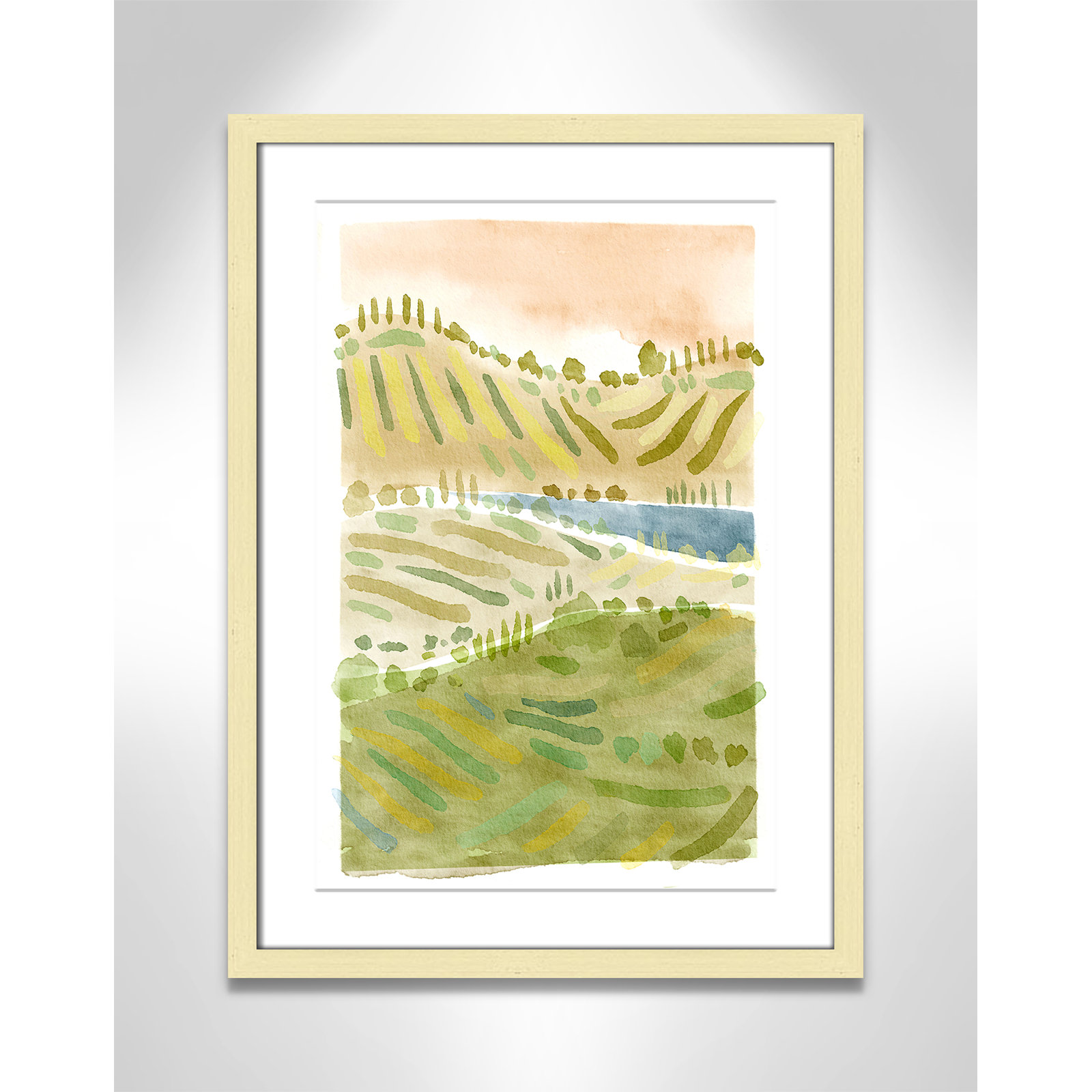 Tuscan Countryside Print, Gold Single Picture Framed Paper, White, 23" H x 17" W x 1.25" D