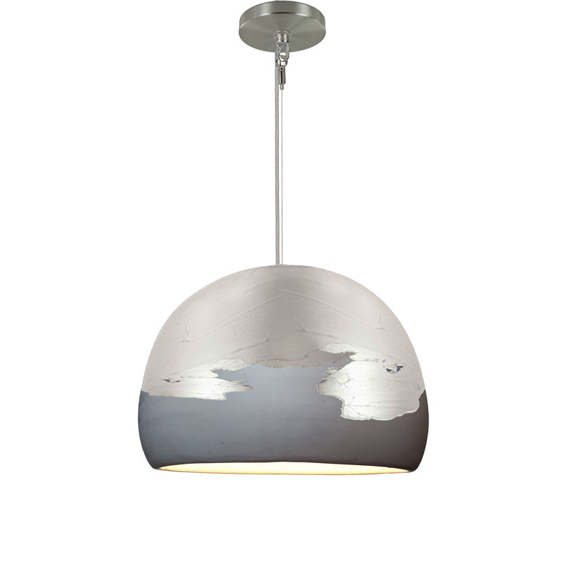 Luminaire suspendu en dome à 1 lumière, Nickel, Gris mat / argent
