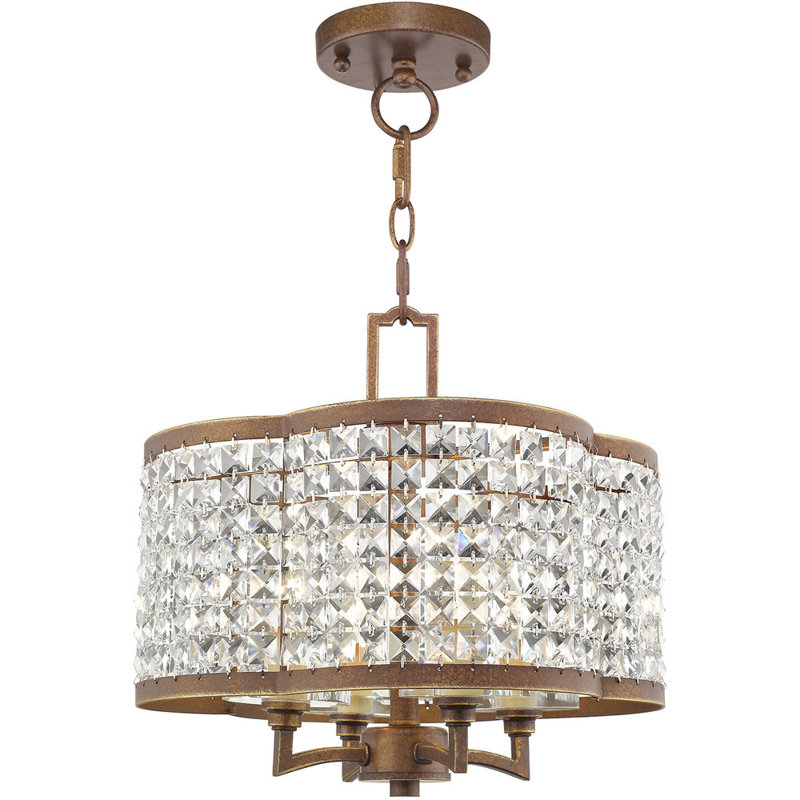 Palacial Bronze Mini Chandelier with Clear Crystal Shade