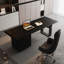 Bureau rectangulaire noir massif + bois manufacturé + acrylique avec 2 tiroirs-2048177616-2048177629