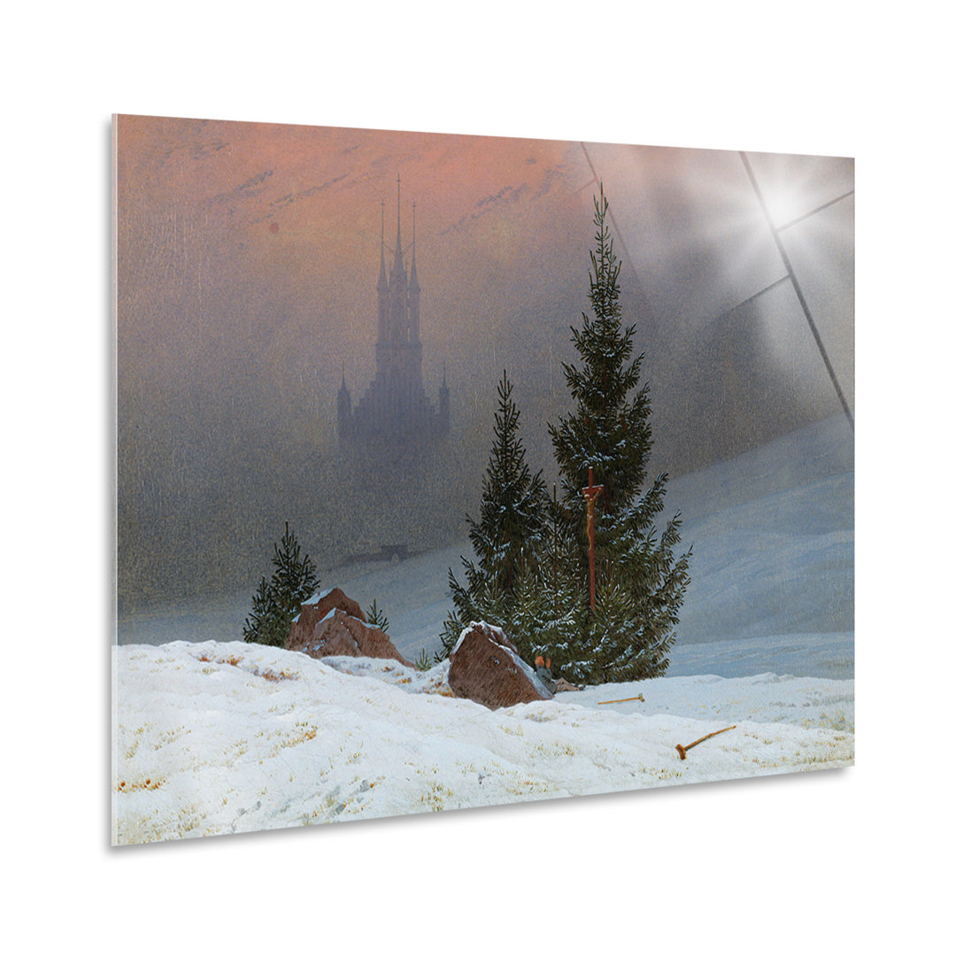 Wandbild Kirche mit Winterlandschaft von Caspar Friedrich