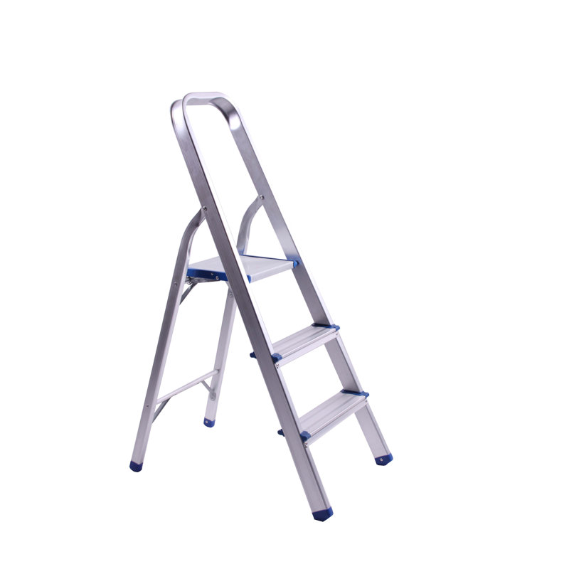 Cartert FixtureDisplays® Folding 3-Step 23“ Boost Ladder with Hand Grip and Aluminium Steps, 330-Pound Weight Capacity, Silver Finish 15601