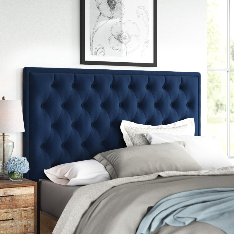 Tête de lit tapissier Barbeau, Bleu marine, Très grand