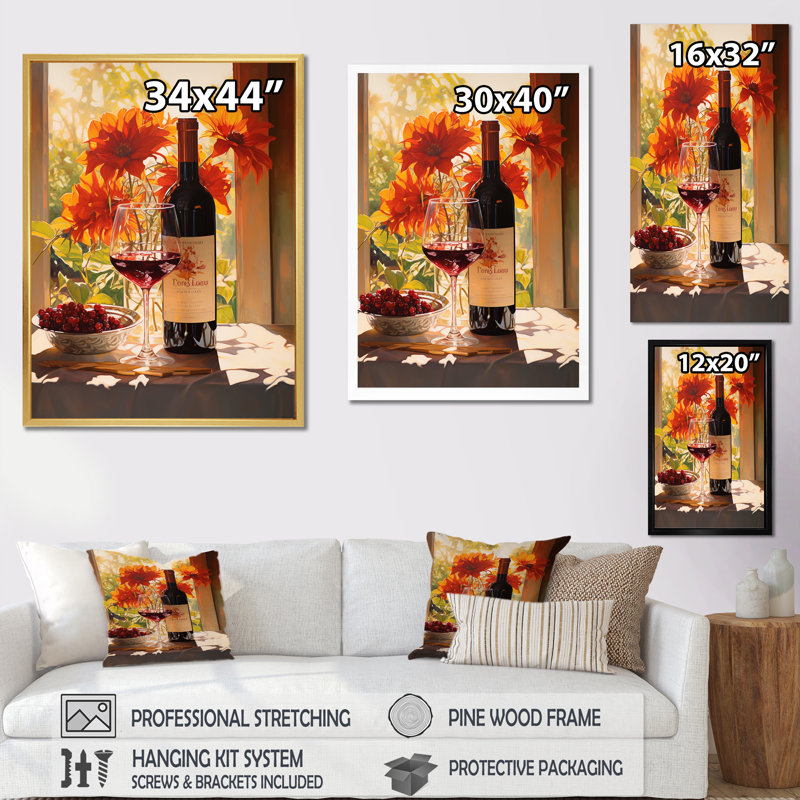 Sangrias Spirit II - Wine, reproduction d'art mural, Cadre naturel flottant, H 44 po x l 34 po