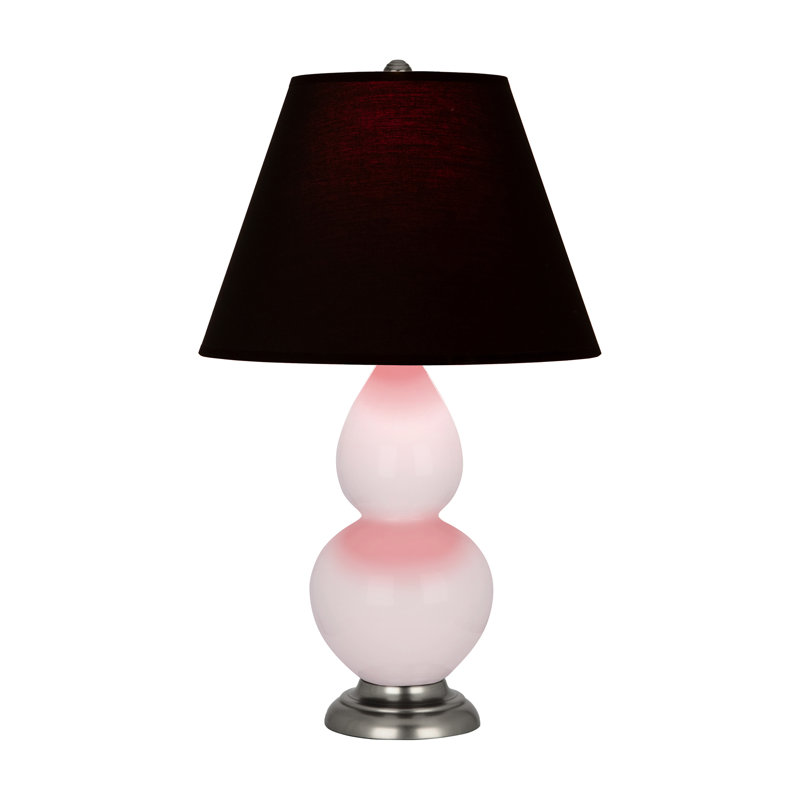 Double Gourd Table Lamp, Ink Black/Rose Red, Rose Water, Antique Silver