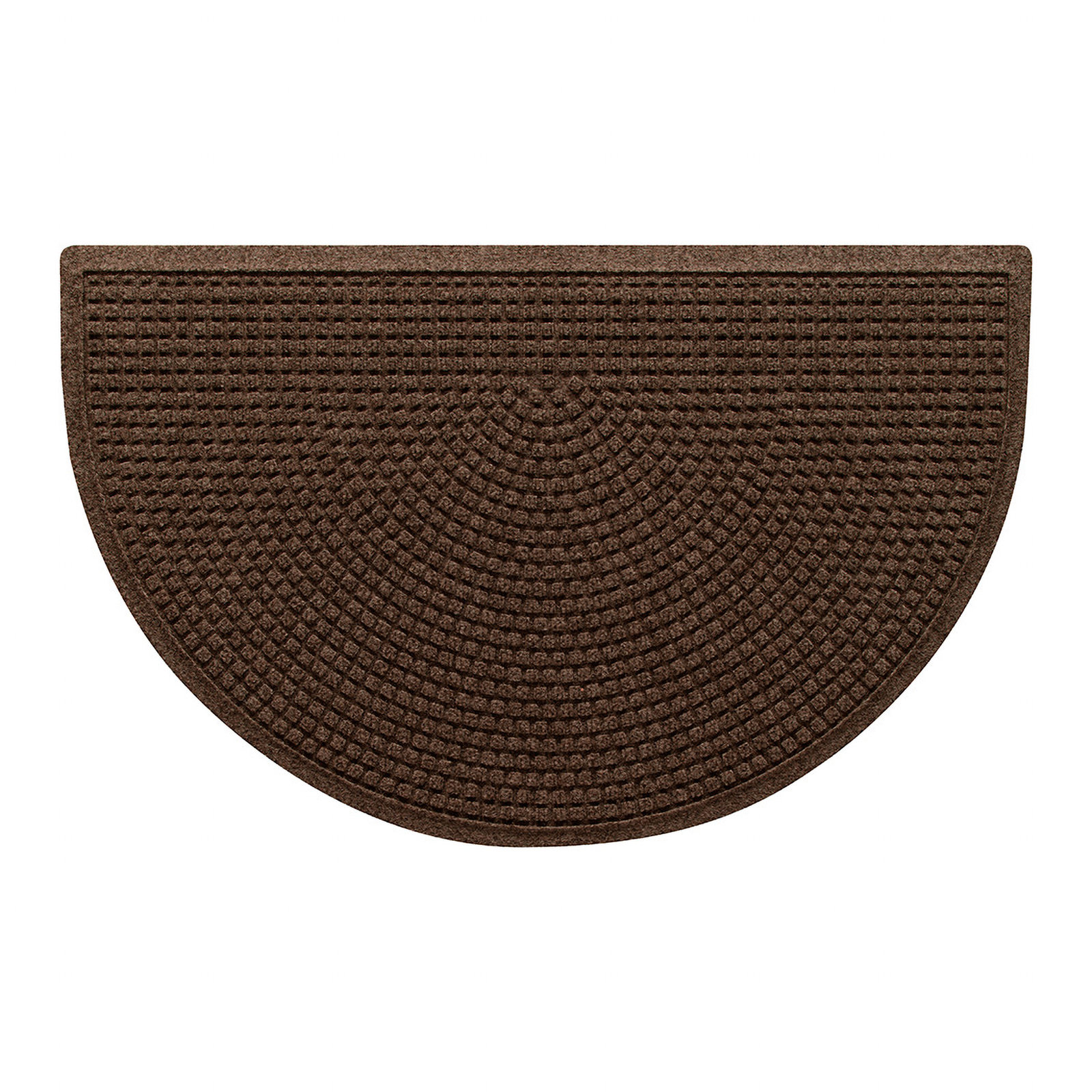 WaterHog Squares Non-Slip Doormat, Dark Brown, Semi-Circle 2' x 3'3"