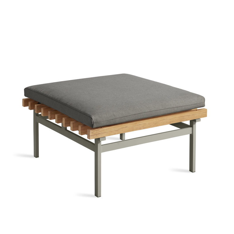 Perch Outdoor Teak Ottoman, Toohey Charcoal, Charcoal