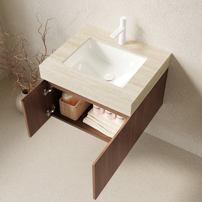 Meuble-lavabo Luxstone, Chêne blanc, 30", Gris clair