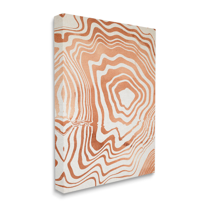 «Abstract Water Ripples», ligne orange avec rainures abstraites - impression, H 30 po x l 24 po x P 1,5 po, Toile tendue