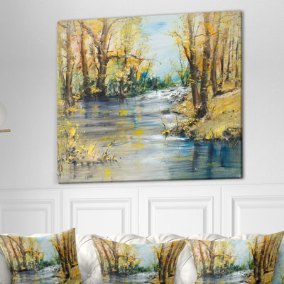 « automne forest river », reproduction sur toile tendue