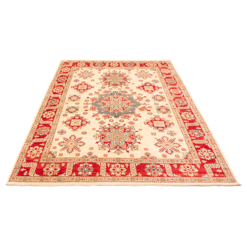 Tapis ivoire en laine noué à la main de conception unique 8 pi 2 po x 11 pi 7 po New Age