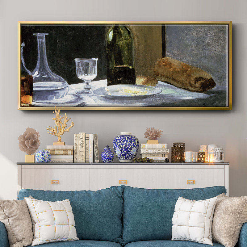 Nature morte avec des bouteilles, 1862 - toile encadrée, H 24 po x l 60 po