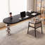 Bureau en bois massif noir demi-cercle-871949778