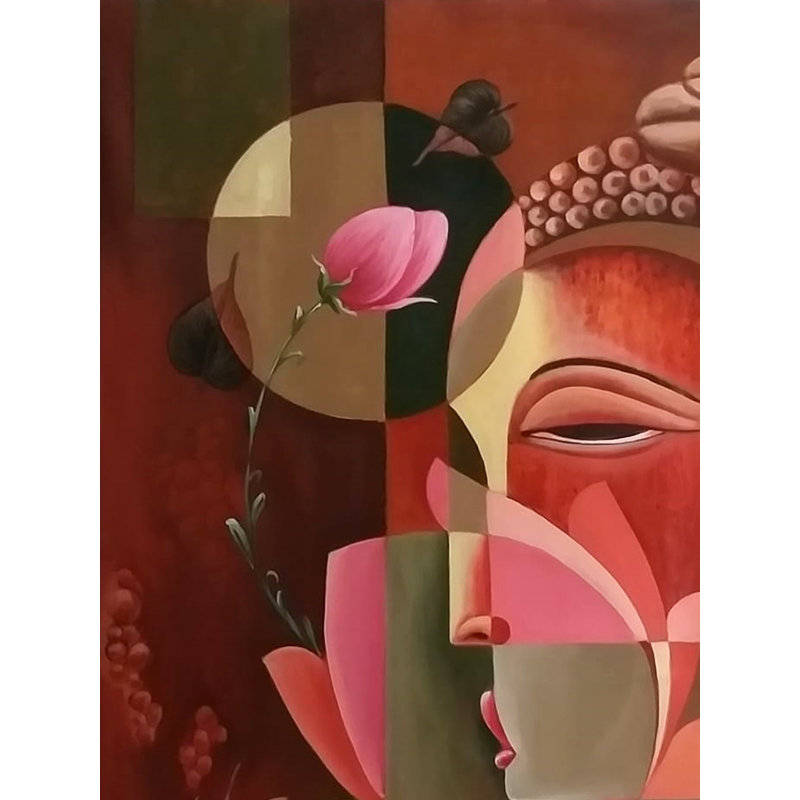 Bouddha - Base du dharma | Acrylique sur toile | Par Rizvi Hasan Ansari