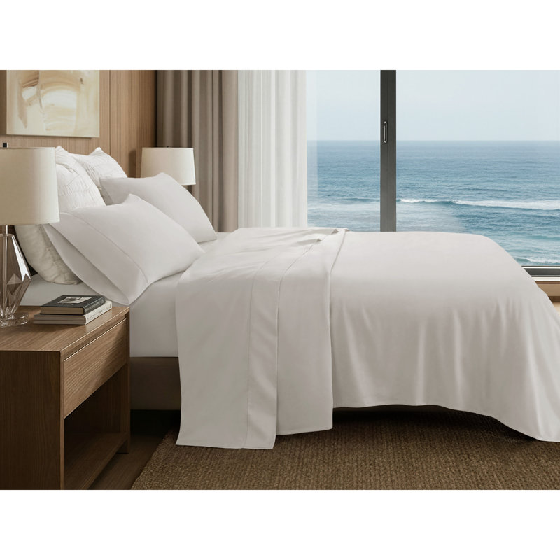 Elina Supima 4 Piece Cotton Sheet Set, Cal King, Bright White