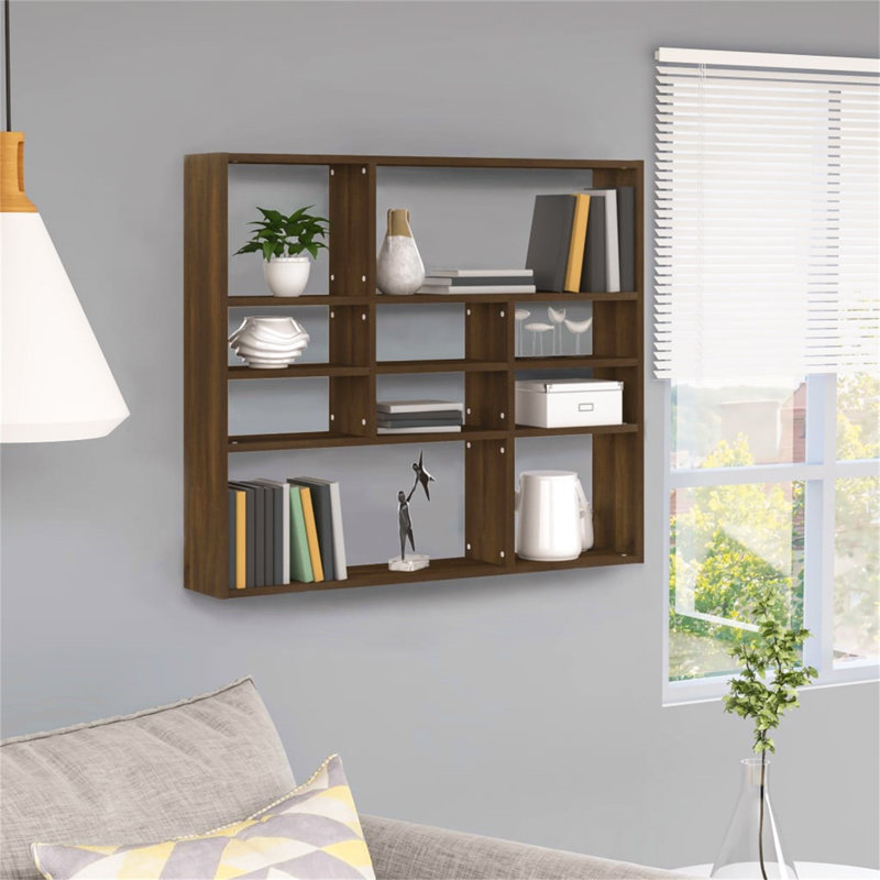 Ramus 10 Piece Wood Accent Shelf, Brown Oak