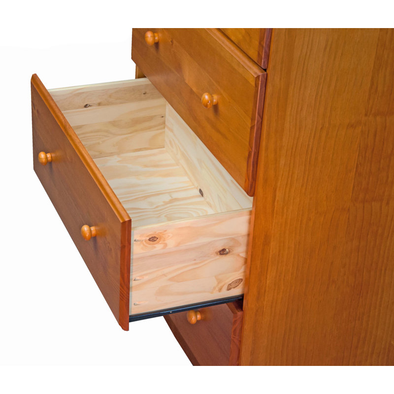 Gallashaw 100% Solid Wood 5-Jumbo Drawer Chest with Lock, Honey Pine