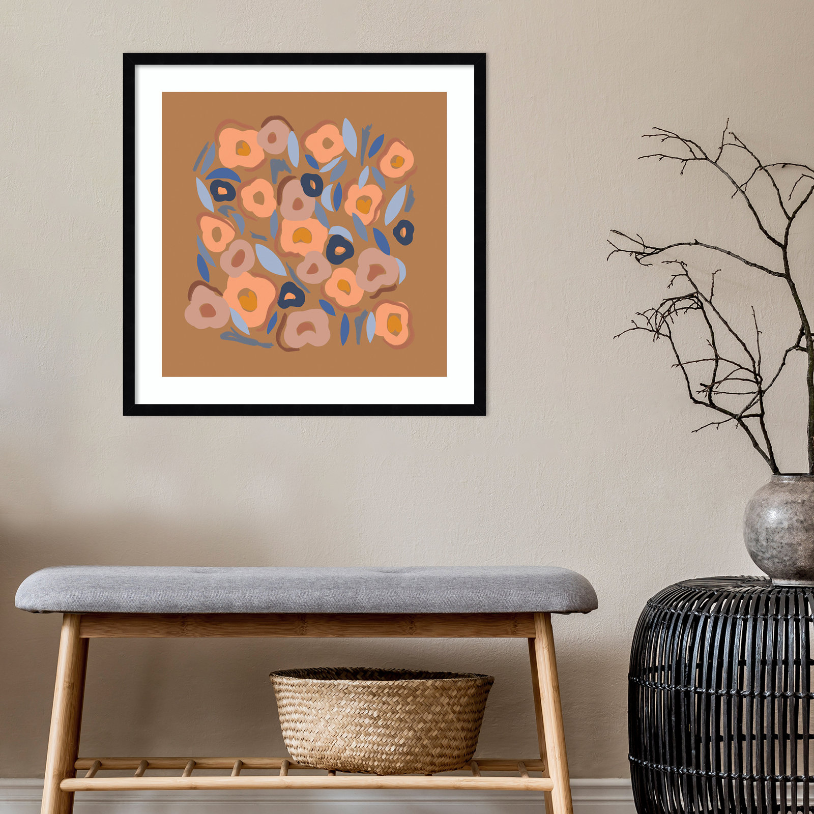 Salem Spring Warm Print, Black, 33" H x 33" W