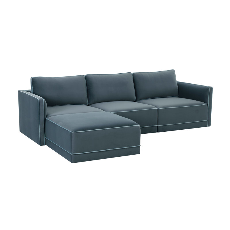 Clairah Misty Modular Sectional, Blue Velvet