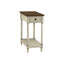 Table de bout traditionnelle avec tablette à 2 niveaux en placage brun et blanc 11,6 po Rangement profond antique