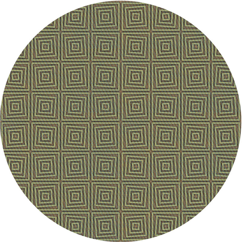 Tapis 100% bleu à motifs 2989 lavable à la machine, Rond 3 pi